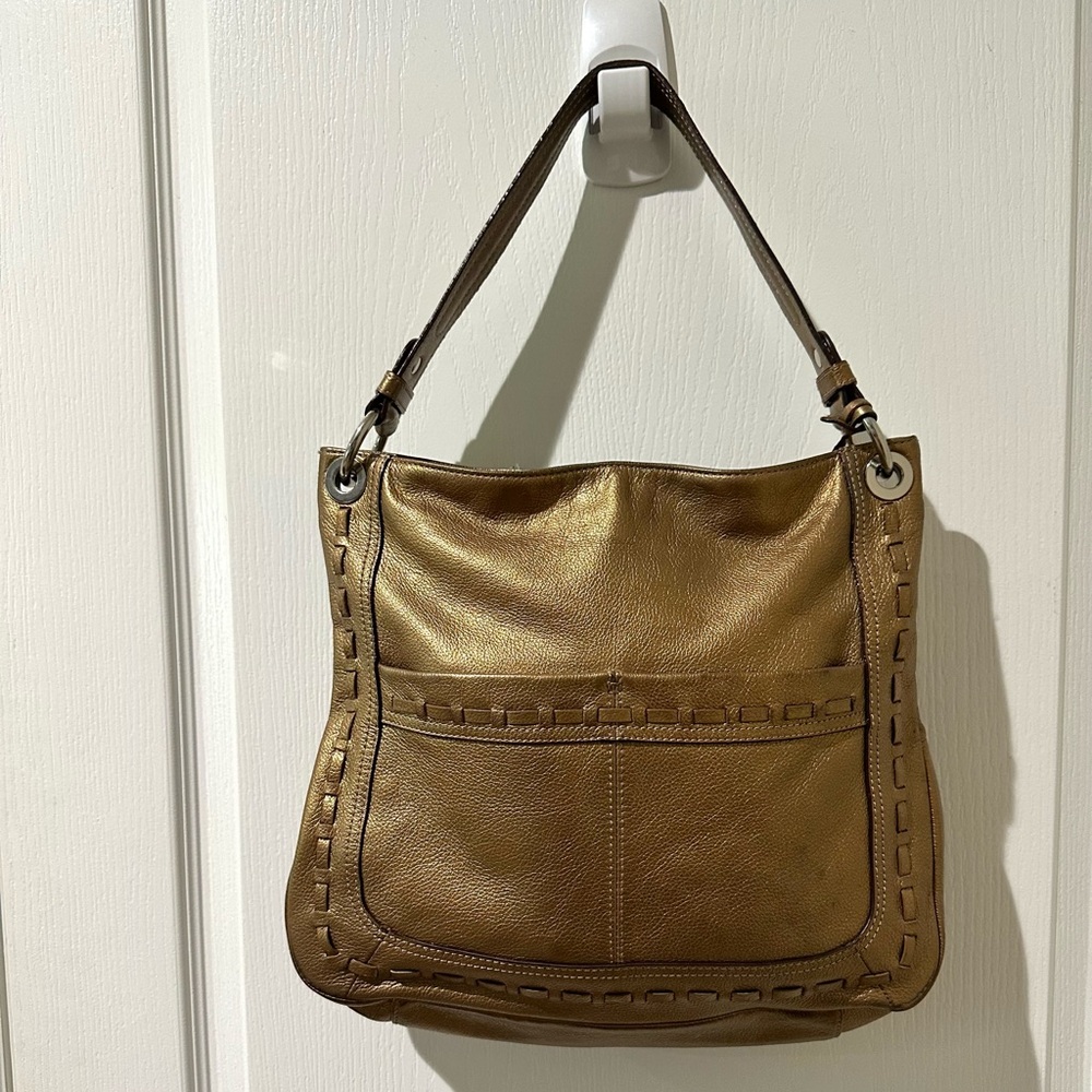 Tignanello Bronze Leather Hobo Handbag Purse